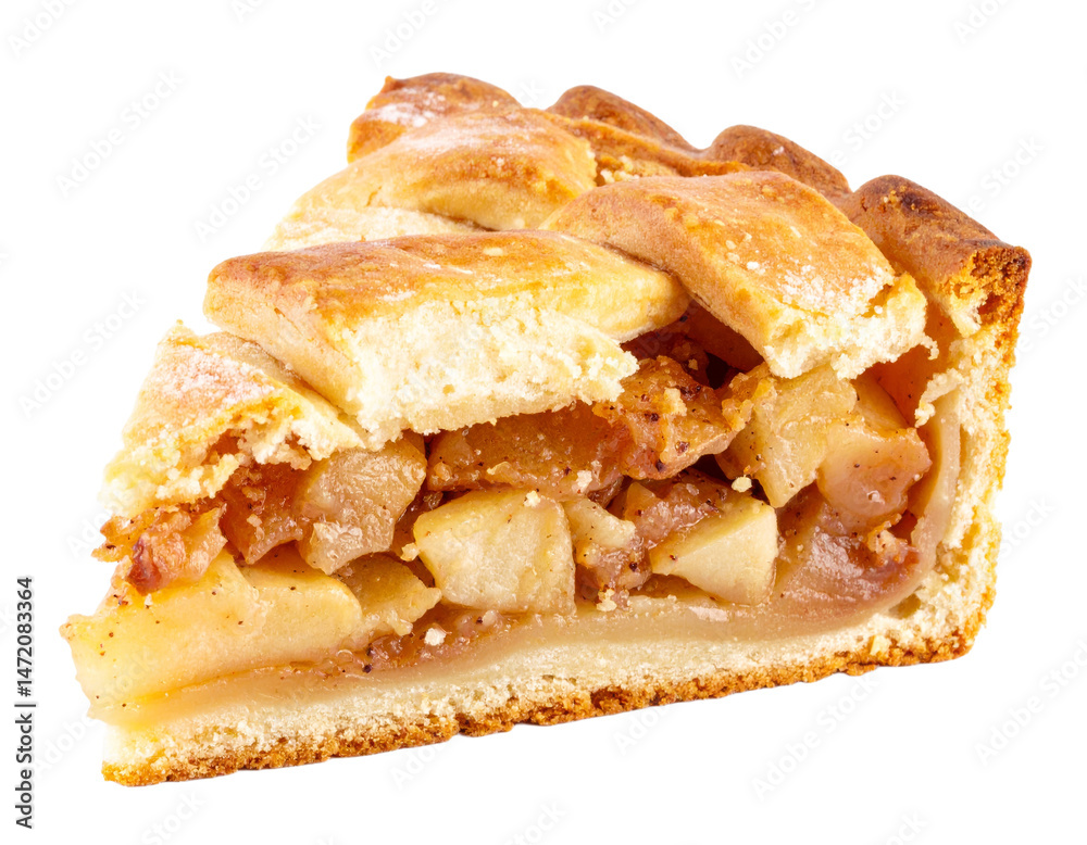 Slice of Apple Pie Isolated on Transparent Background Delicious Homemade Dessert