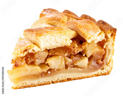 Obraz na płótnie Slice of Apple Pie Isolated on Transparent Background Delicious Homemade Dessert w salonie