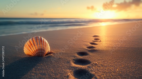 Beach sunset path