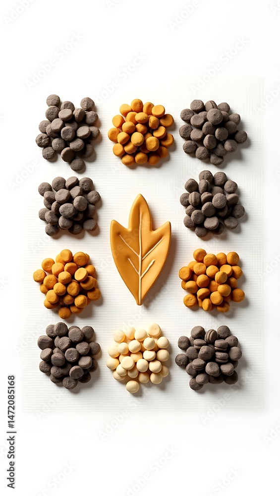 Obraz premium Autumnal Colors Pet Treats Arranged with Leaf Shaped Cookie