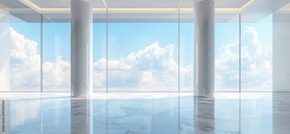 Fototapeta premium Expansive, Modern, Sky-High Interior