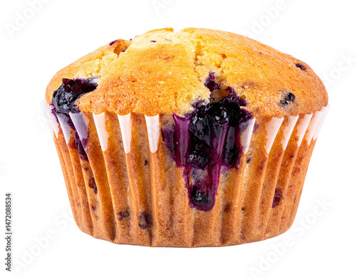 Obraz na płótnie Blueberry Muffin Isolated Sweet Dessert Pastry Food Baked Cake Delicious Breakfast w salonie