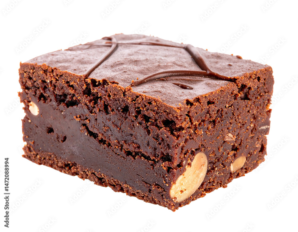 Isolated Delicious Chocolate Almond Brownie Dessert Sweet Treat Transparent Background