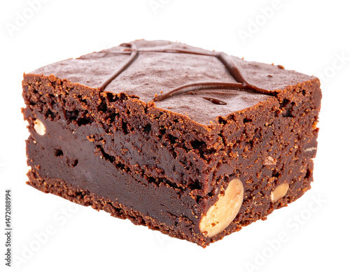 Obraz na płótnie Isolated Delicious Chocolate Almond Brownie Dessert Sweet Treat Transparent Background w salonie