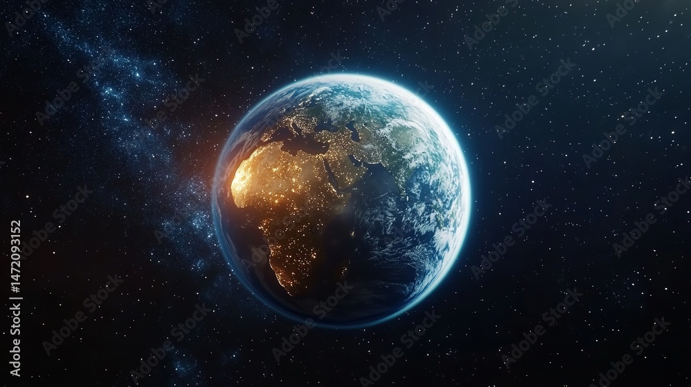 Obraz premium 3D Render of Space Debris Around Planet Earth in 8K Realistic Detail