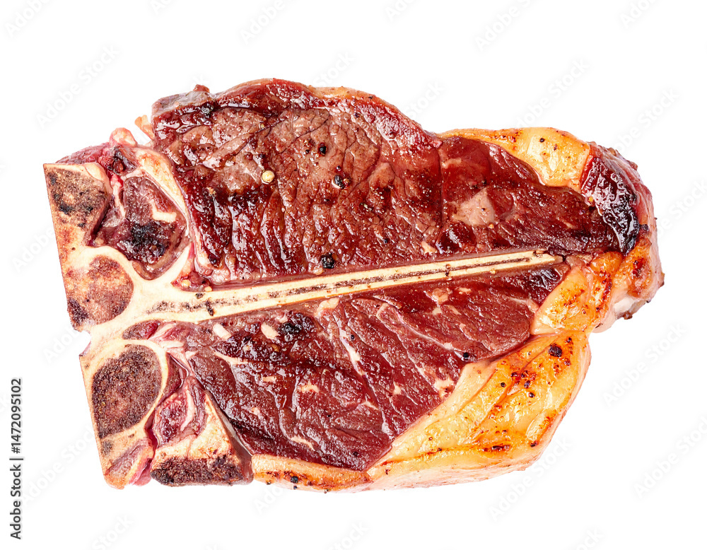 Grilled T Bone Steak Isolated on Transparent Background for Food Photography