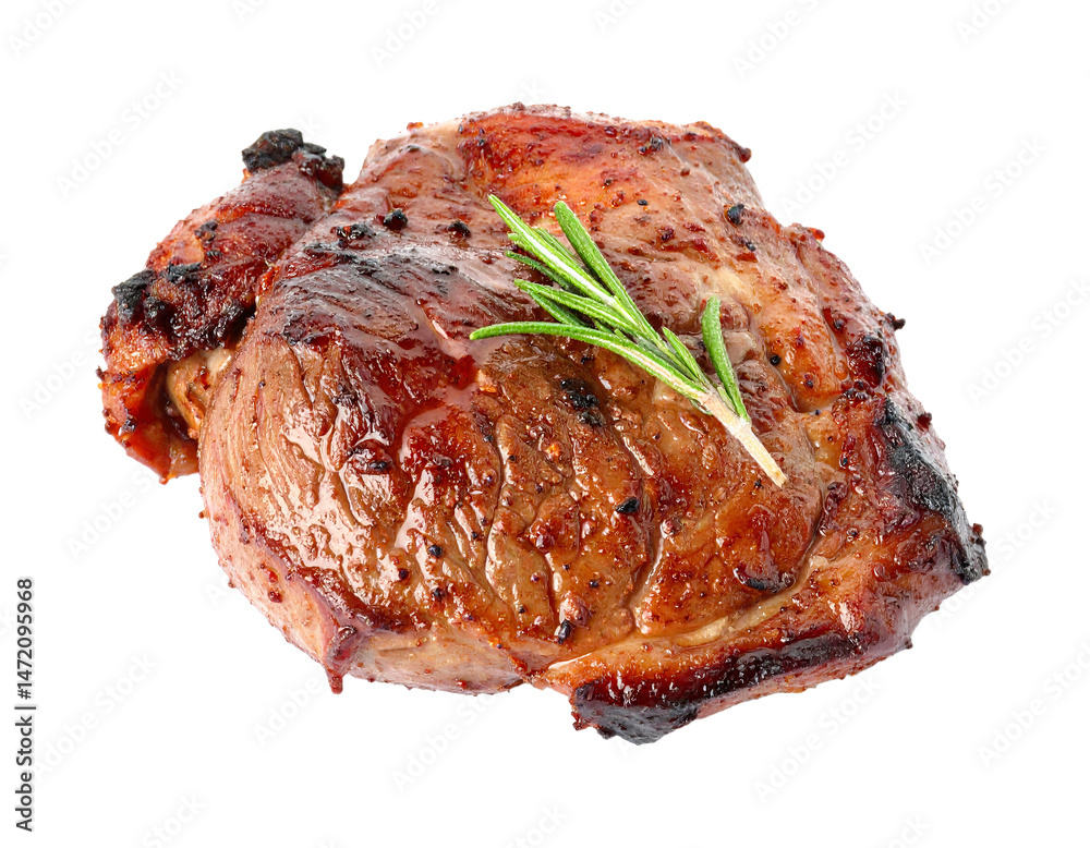 Grilled Beef Steak with Rosemary isolated on transparent background delicious cooked meat