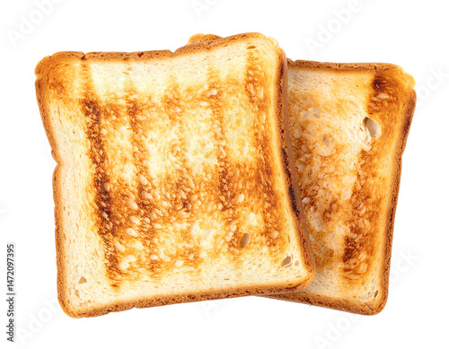 Obraz na płótnie Two Slices of Grilled Toast Bread Isolated on Transparent Background Food Concept w salonie