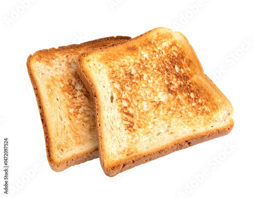 Obraz na płótnie Two slices of golden toast bread isolated cutout on transparent background food breakfast w salonie