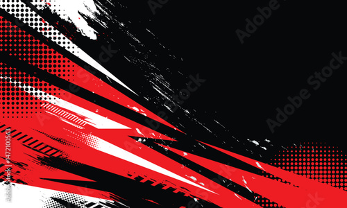 Geometric stripes racing background with grunge brush strokes for car wrap decal