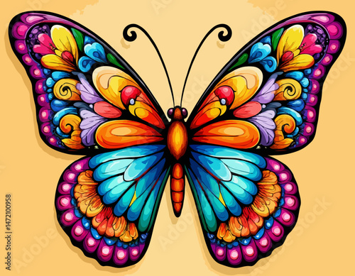 Colorful butterfly illustration on a vibrant background  