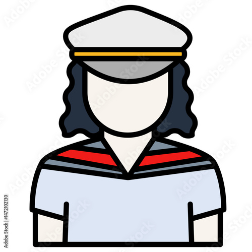 Illustration woman sailor with a hat captain