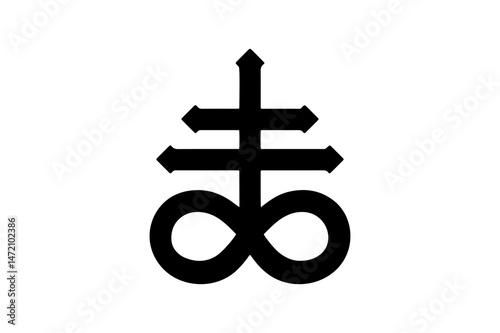 Leviathan Cross Alchemical Symbol Silhouette Vector Design