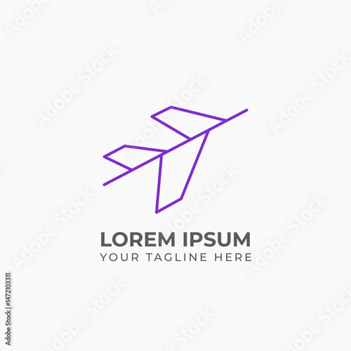 Dynamic lineart abstract airplane logo, suitable for airlines