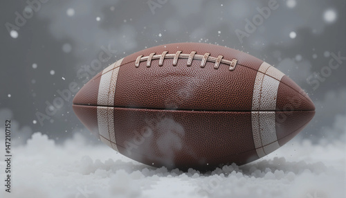 Brown leather american football ball on the green grass field is ready for the sport game