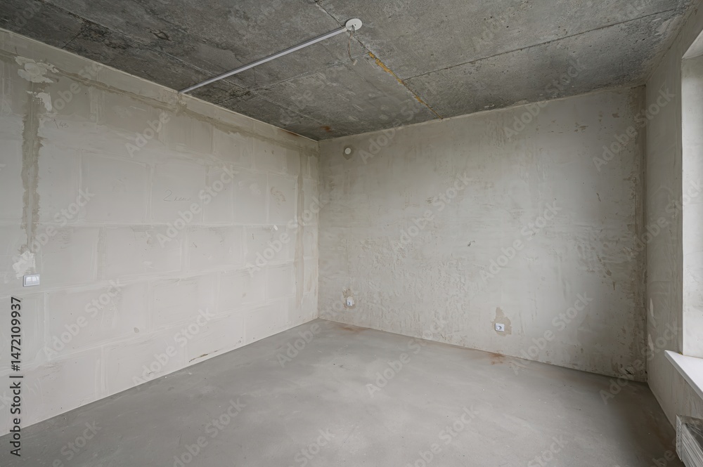 rough repairs for self-finishing. interior decoration, bare walls of the room, stage of construction. interior apartment room. rough repairs for self-finishing. interior decoration, bare walls of the room, stage of construction. interior apartment room.