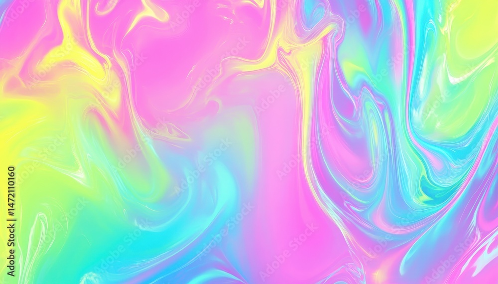 Fototapeta premium Abstract Colorful Swirls Pastel Rainbow Vibrant Fluid Marbling Background