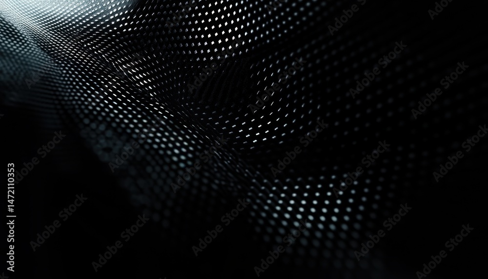 Obraz premium Abstract Dark Background with Flowing White Dots and Wave Pattern