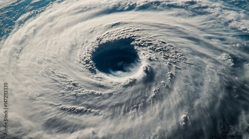 Powerful hurricane swirling over ocean