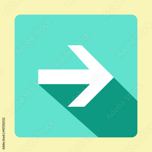 Free Download Modern Flat Design Right Arrow Icon with Long Shadow for depth, perfect for web UI, app design, navigation, forward buttons, or next steps in digital interfaces. - GFXLoad