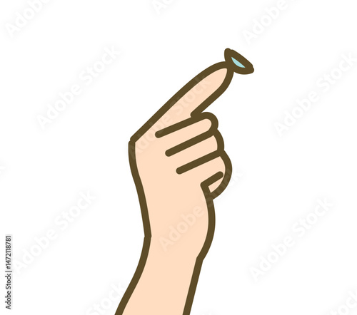 Hand Holding a Contact Lens Illustration