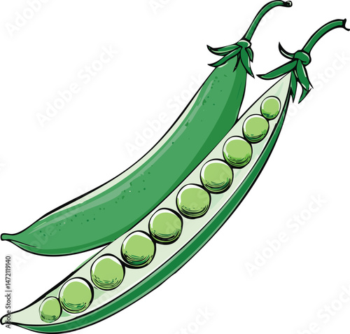 Green Pea Pods with Fresh Peas