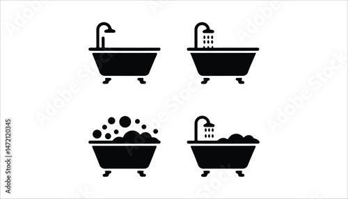 Bathtub and Shower Icons for Bathroom Design