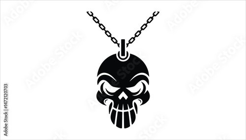 Skull Pendant Necklace with Chain Vector Design