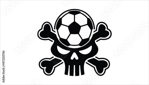 Soccer Skull and Crossbones with Football Vector Design