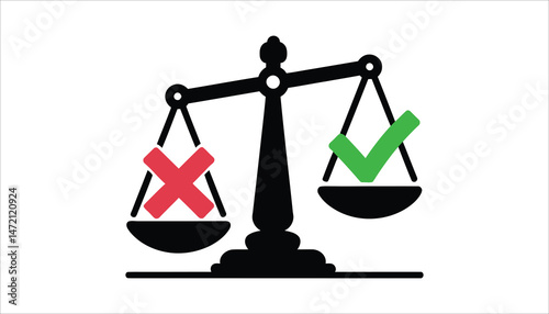 Balance Scale with Check and Cross Marks Vector