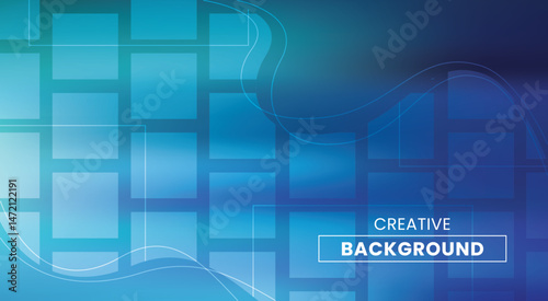 Blue gradient abstract background with square geometric shapes pattern in vector illustration.