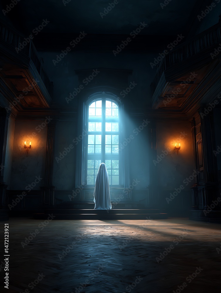 Fototapeta premium A Ghost in a church at night
