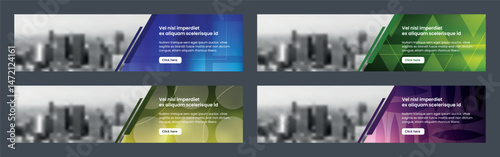 Horizontal banners templates with gradient colors, abstract background with geometric shape patterns. 