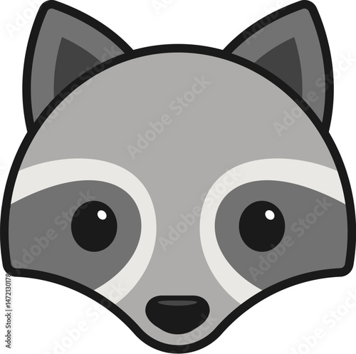 Cute cartoon raccoon face icon