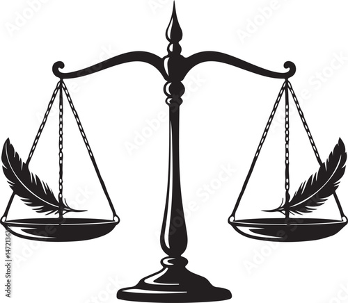 Scales of Justice Silhouette Vector Illustration of Law and Balance Perfect for Legal, Court, Fairness, and Equality Concept