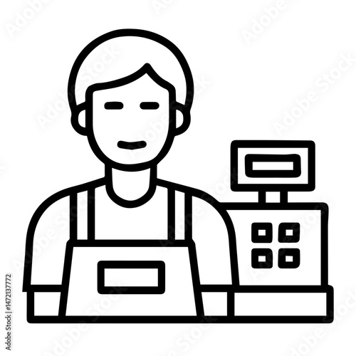 shop assistant icon on white background vector
Vector icon people and professions