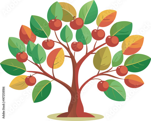 A vibrant vector art illustration showcasing delicious, ripe serviceberries with lush leaves, highlighting their natural beauty and tempting, fresh appearance