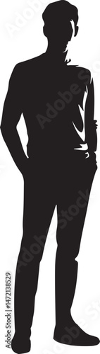 Standing Man Silhouette Vector Illustration of Confident Male Pose Perfect for Fashion, Body Language, and Modern Masculinity Designs