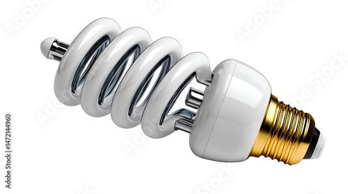 Compact Fluorescent Light Bulb: A close-up shot of a compact fluorescent light bulb, showcasing its energy-efficient design and spiral shape, against a clean, isolated background.