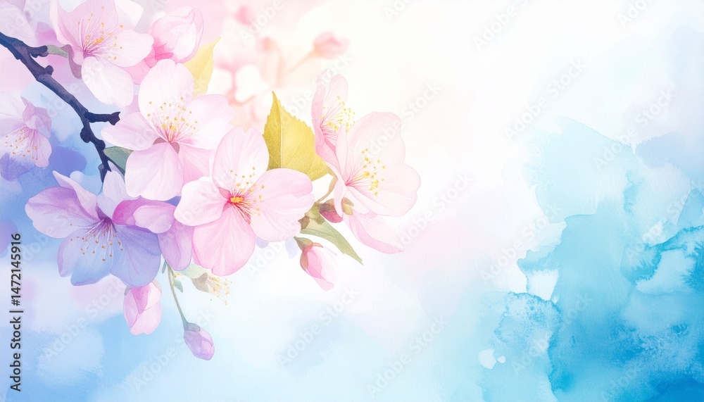 Fototapeta premium Painting Cherry blossoms - Japanese cherry - Sakura floral in soft color over blurred nature background