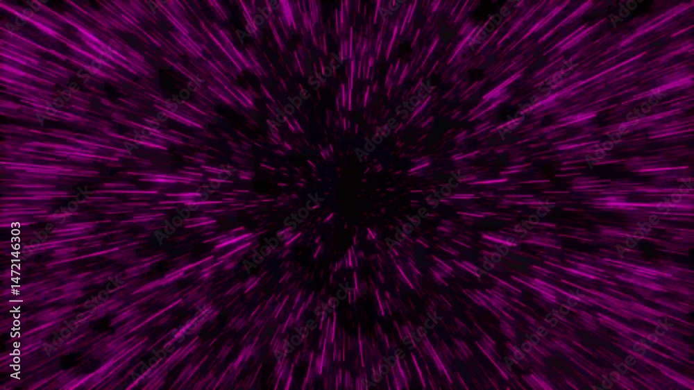 Digital hyperspace with flow of bright particles. Abstract blue hyper jump Beams motion in galaxy.
