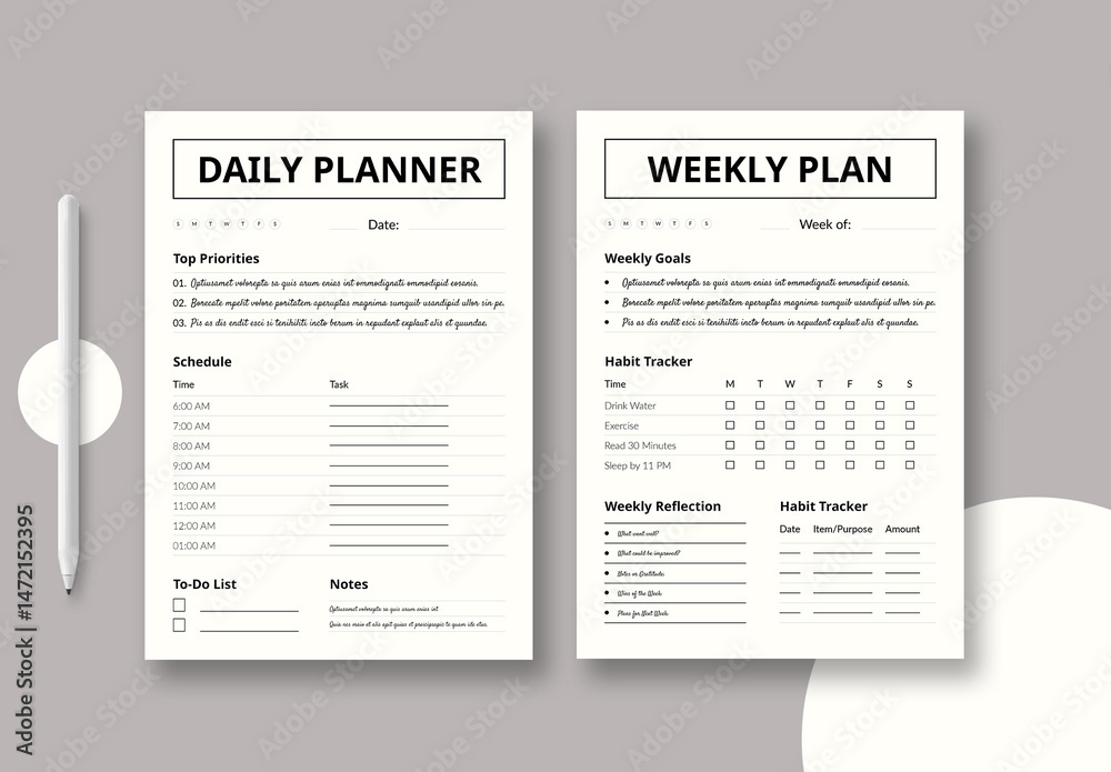 Sample Planner Layout Planner Template Layout Stock Template | Adobe Stock