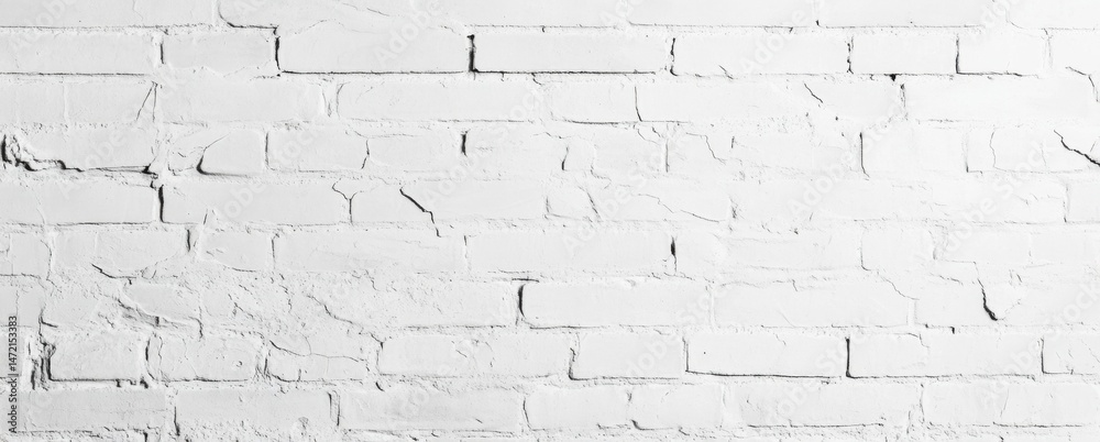 Fototapeta premium A high-resolution image showcasing a textured white brick wall, ideal for backgrounds or design projects. The bricks exhibit subtle variations in tone and texture, adding visual intere : Generative AI