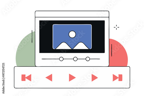 No people, abstract illustration of video player interface