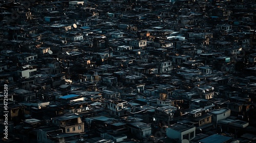 Aerial view of dense urban landscape