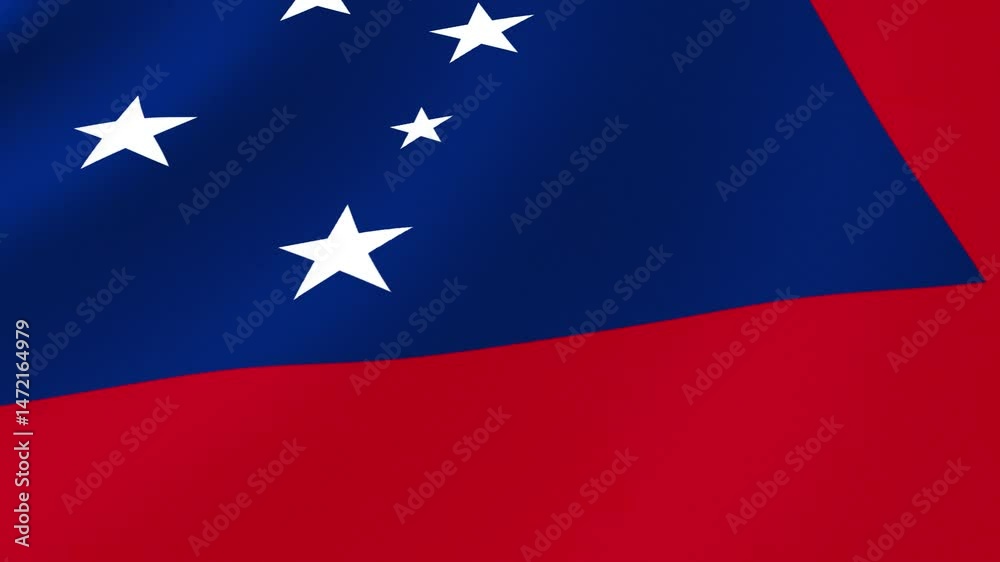 Samoa National Flag Waving in Wind, Close View, Isolated Background Samoa National Flag Waving in Wind, Close View, Isolated Background