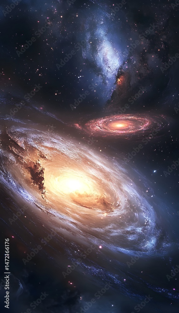 Obraz premium Dramatic Collision of Spiral Galaxies