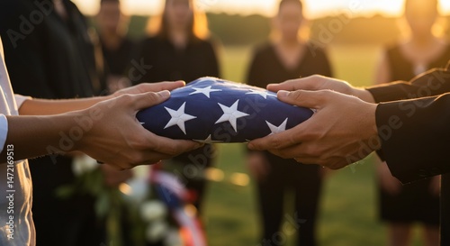 Passing the flag during a funeral ceremony.