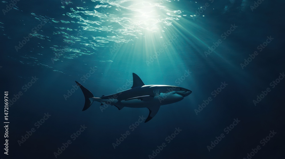 Fototapeta premium Shark underwater digital art