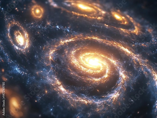 Spectacular cosmic symphony of swirling galaxies and astral wonderment
